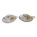 Pair of enamelled candle holders
