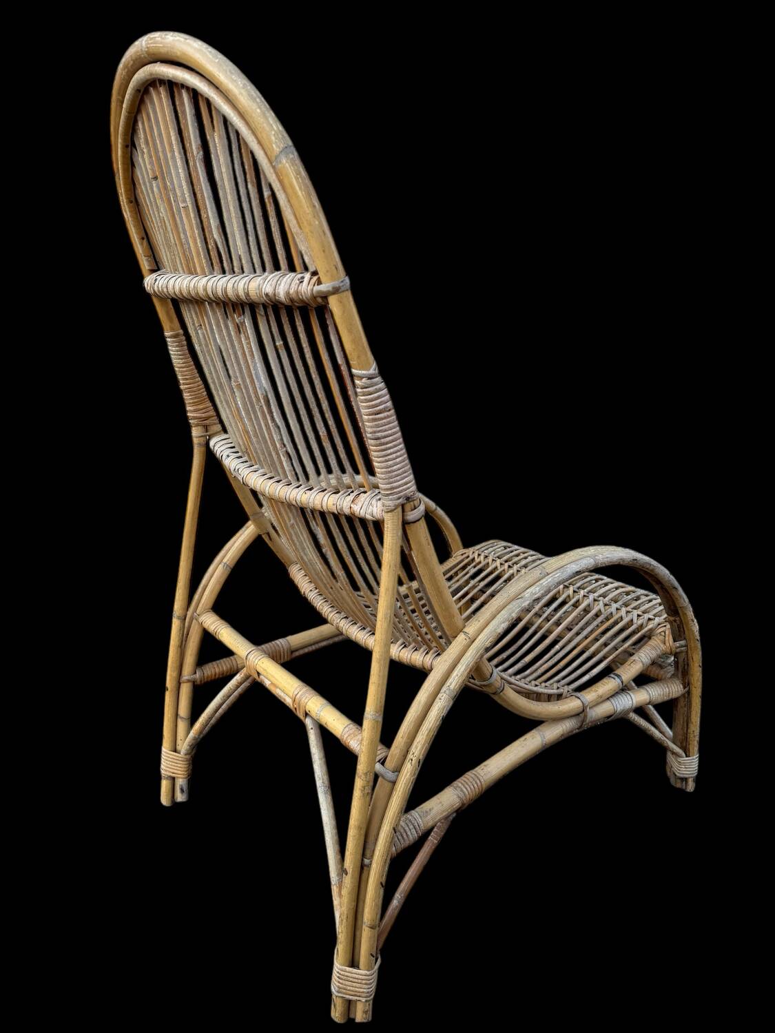 Huge pair of rattan armchairs from the 50s, South of France