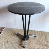Round bistro table in black marble from the 1950s