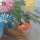 Small painting, bouquet of flowers, blue background