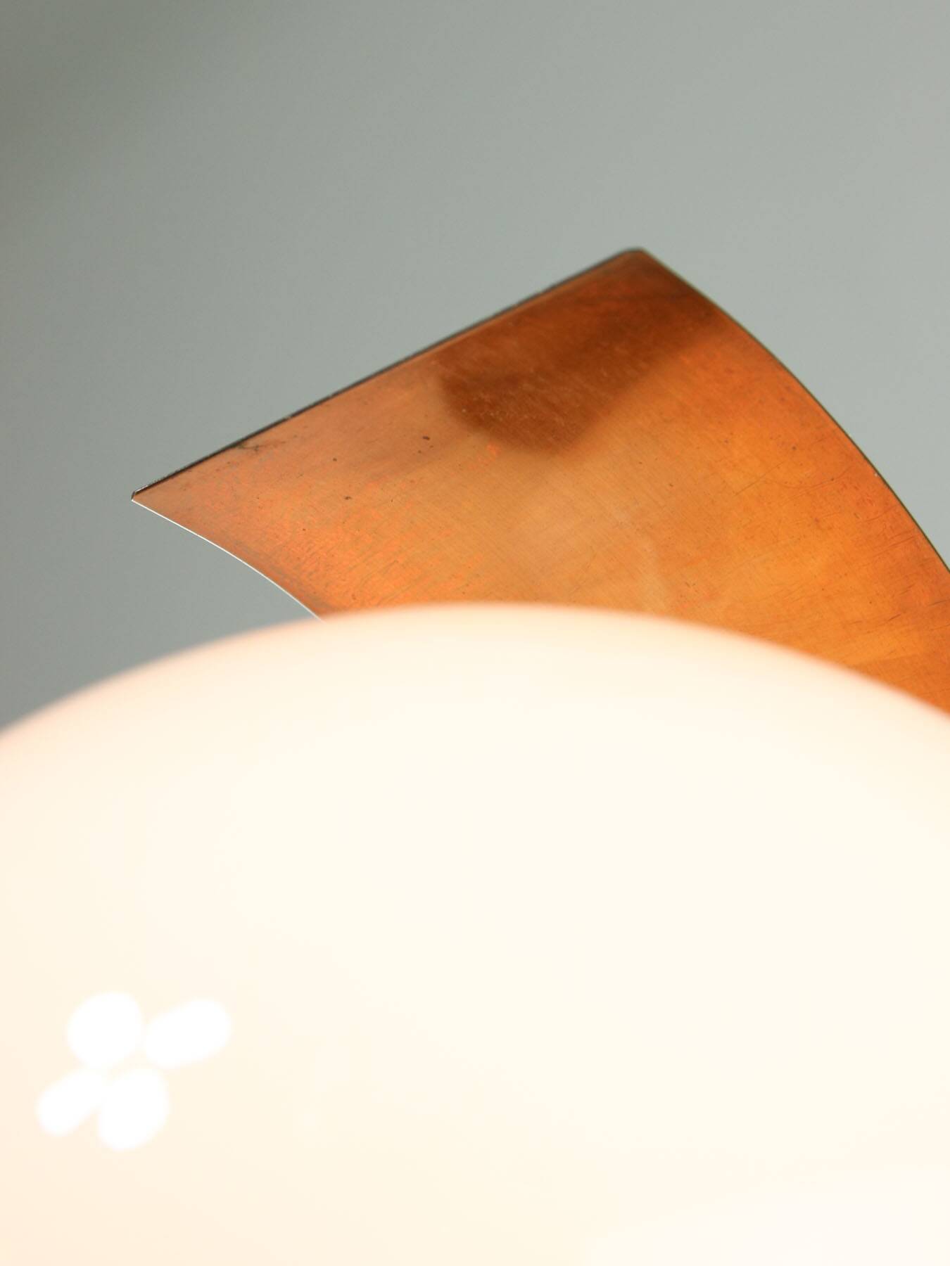 Vintage Italian Copper and Opaline Chandelier, 1970s