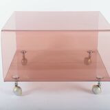 Small coffee table or end table in smoked plexiglass, 1970s