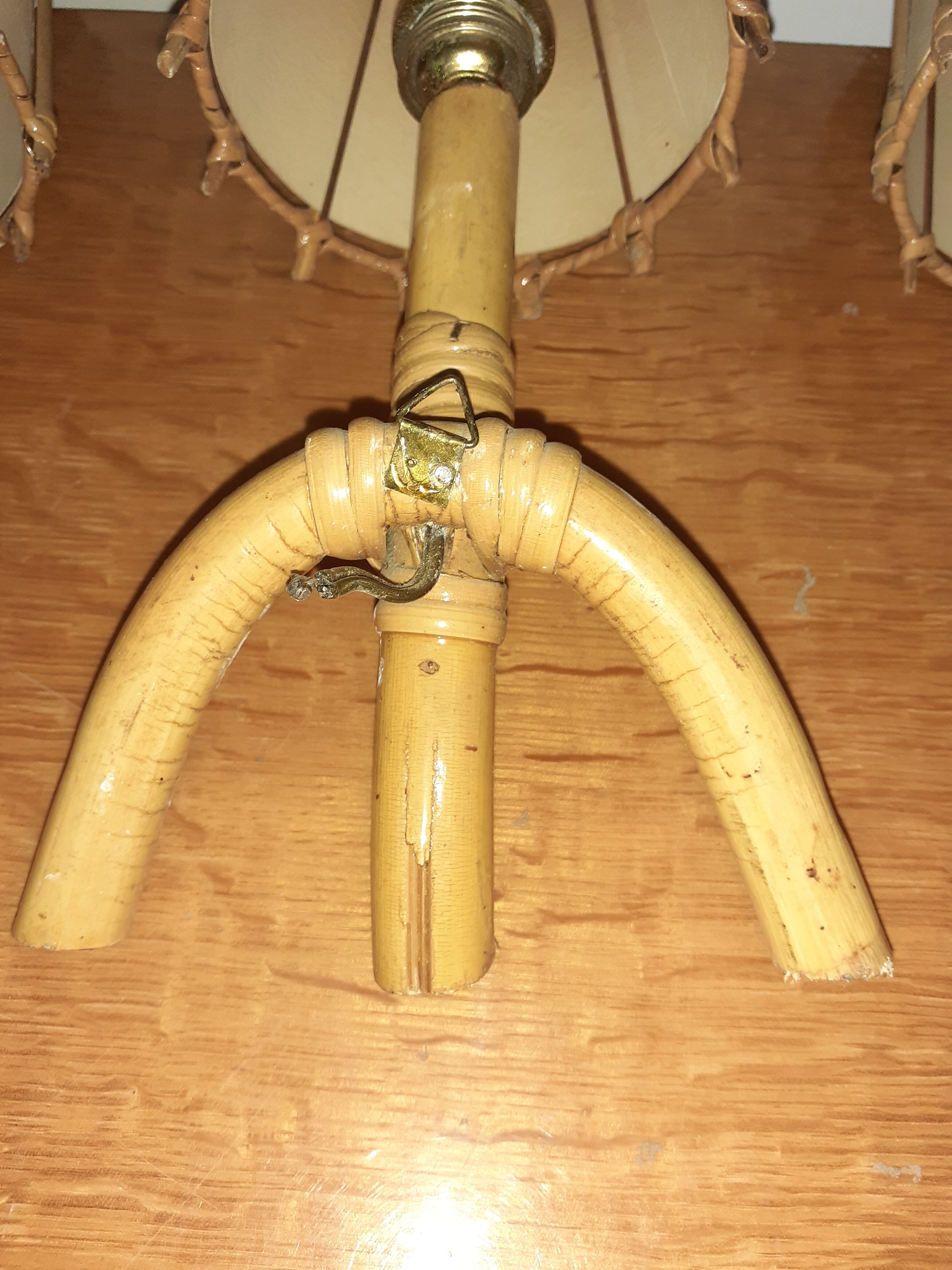 3 rattan sconces 50s