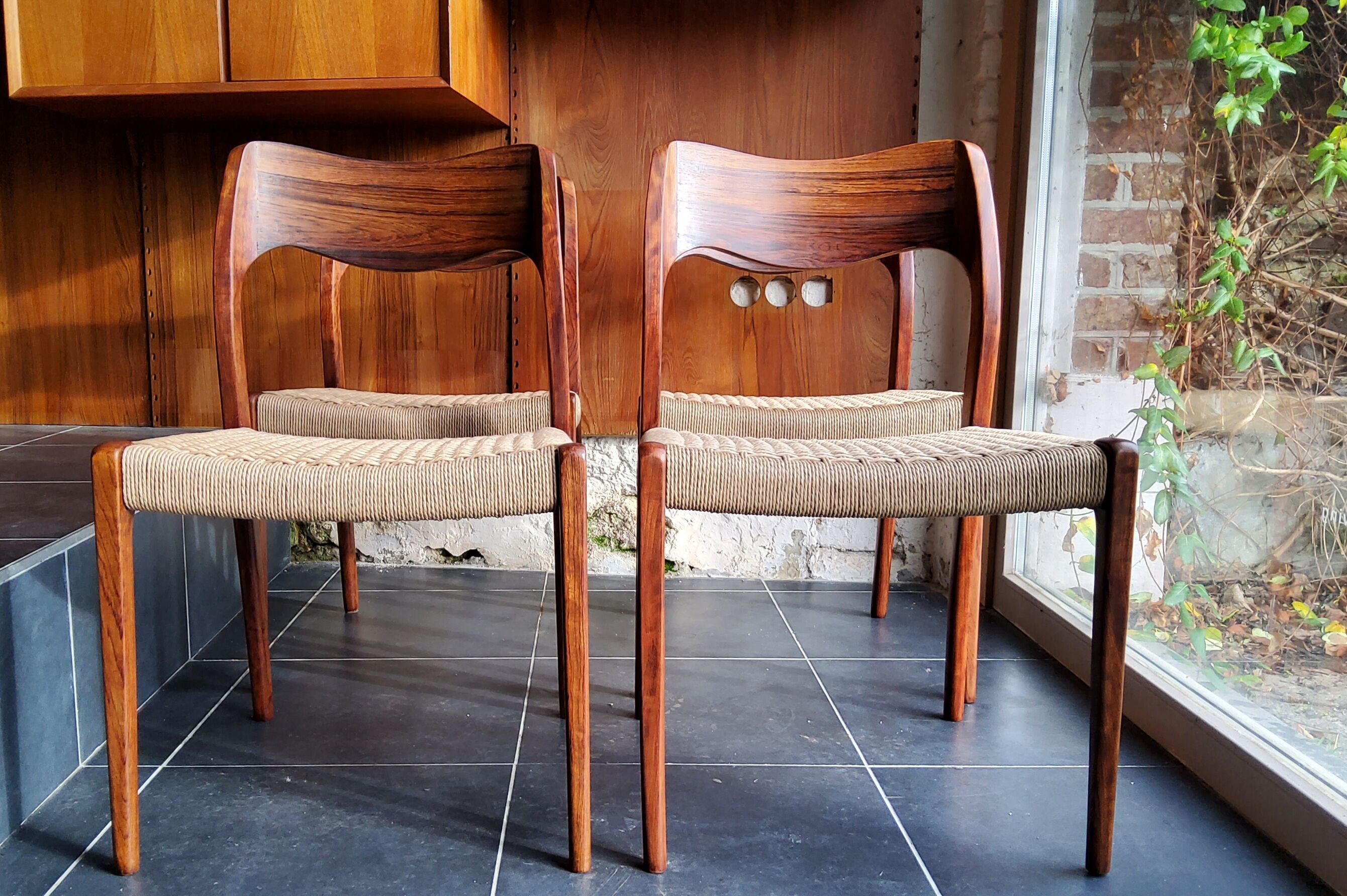 4 rosewood chairs by Niels Otto Møller model 71, Denmark 1950
