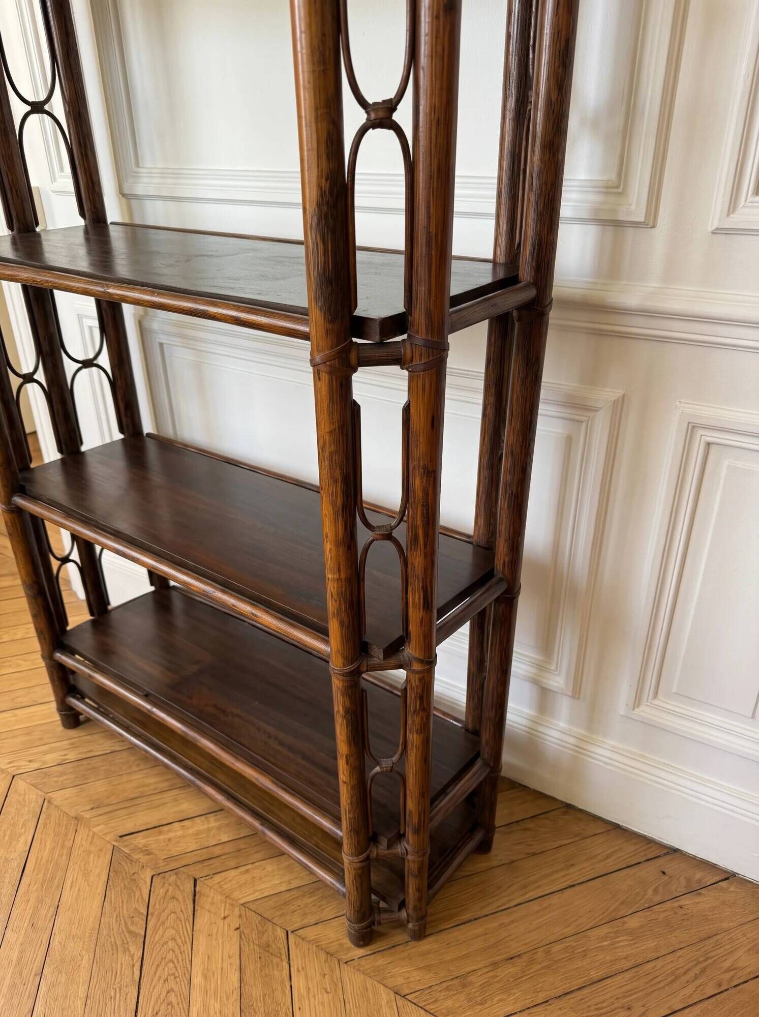 Large vintage rattan shelf/bookcase
