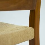 Walnut Molteni & C dining chairs with papercord seating, Italy, 1990s