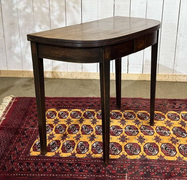Table console demi lune anglaise en acajou 19ème
