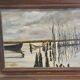Landscape painting with a wooden frame