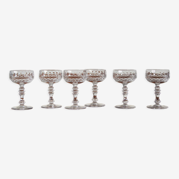 Champagne glasses in crystal, set of 6