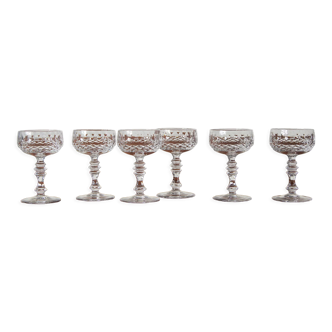 Champagne glasses in crystal, set of 6