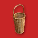 Ancien porte-parapluie en osier tressé – fabrication artisanale - années 70