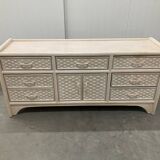White wash sideboard made of woven rattan/bamboe, '70