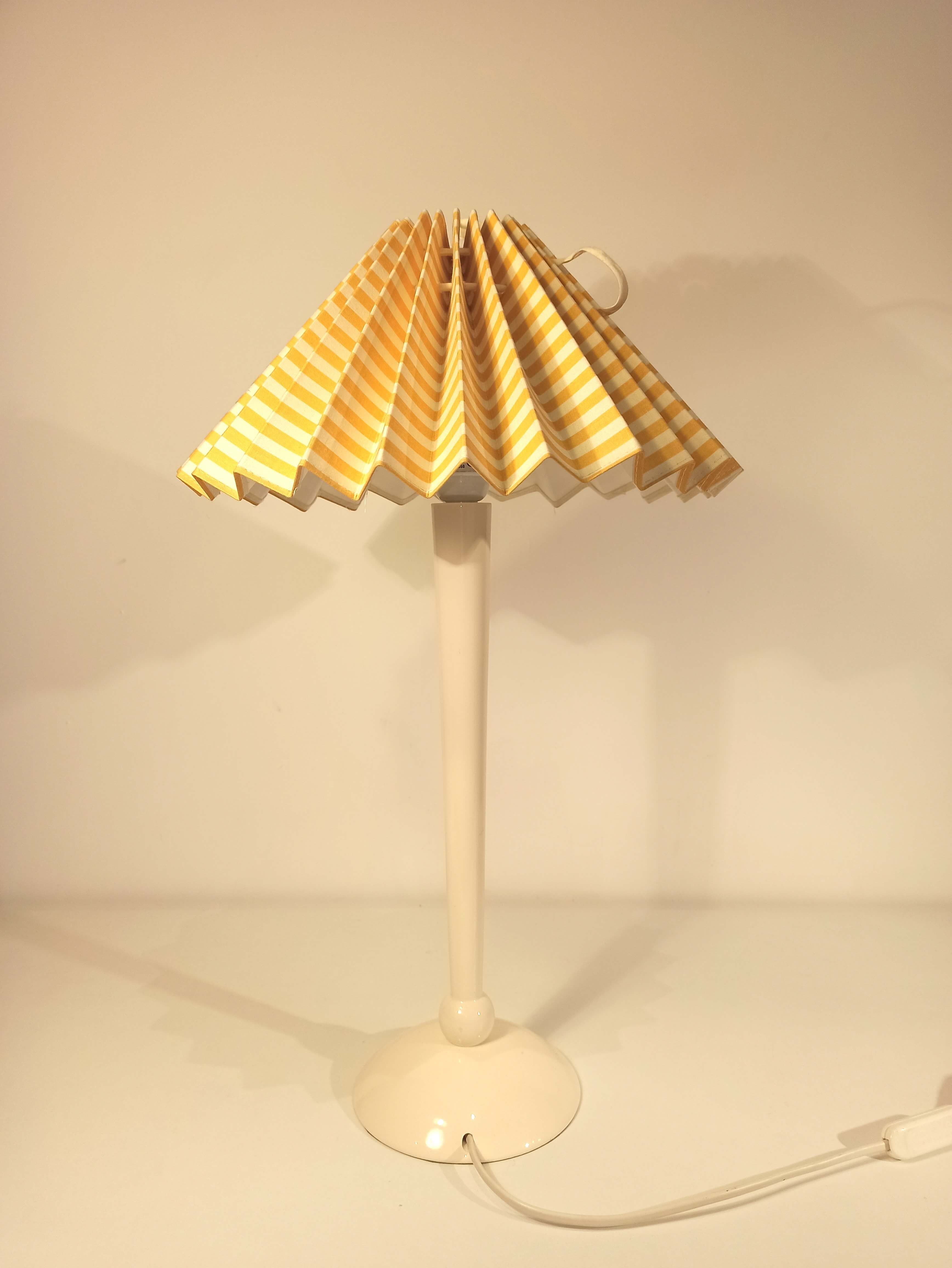 Vintage striped yellow white table lamp 1960s