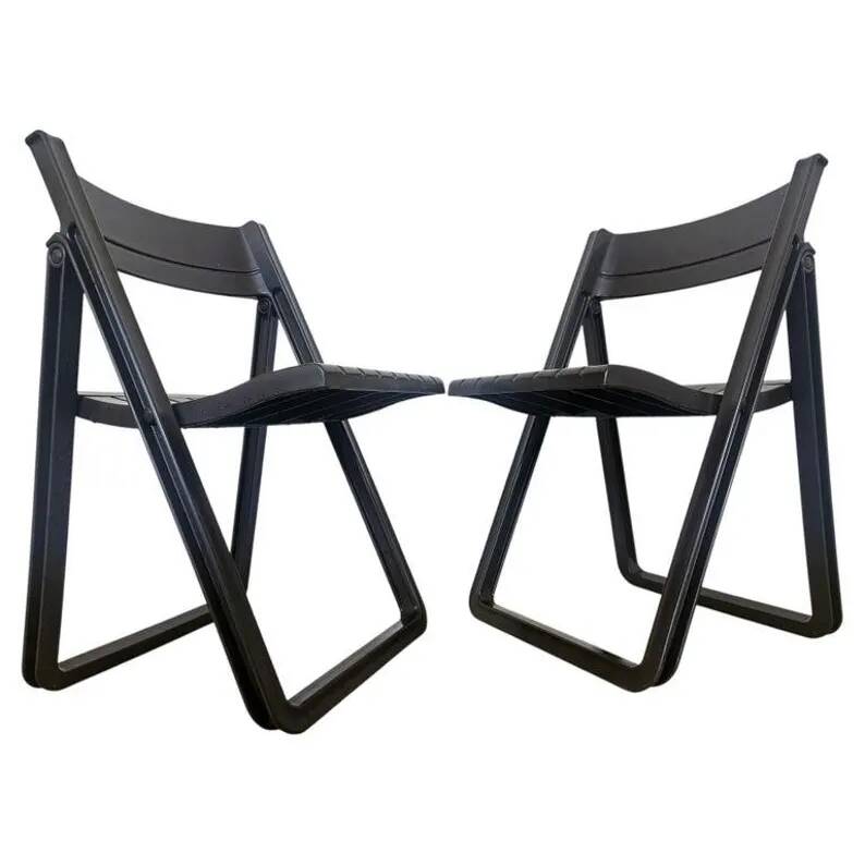 Pair of Rare Folding Chairs Dabaya, Allibert, France, 1970s