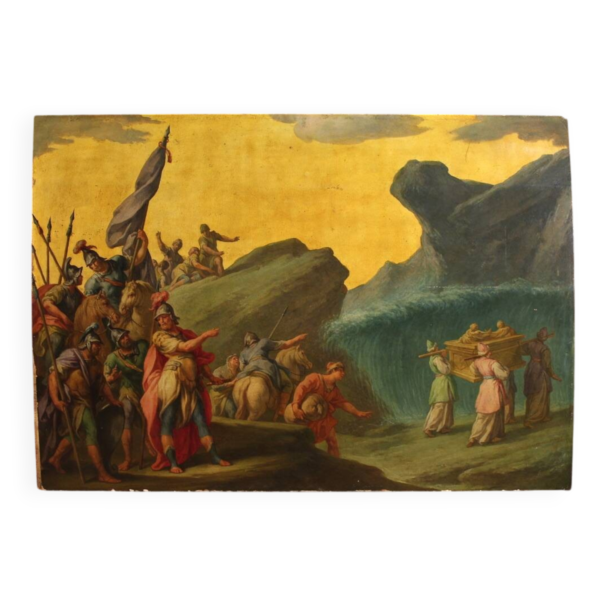 18th-century Italian panel painting, the Crossing of the Jordan