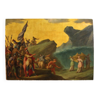 18th-century Italian panel painting, the Crossing of the Jordan