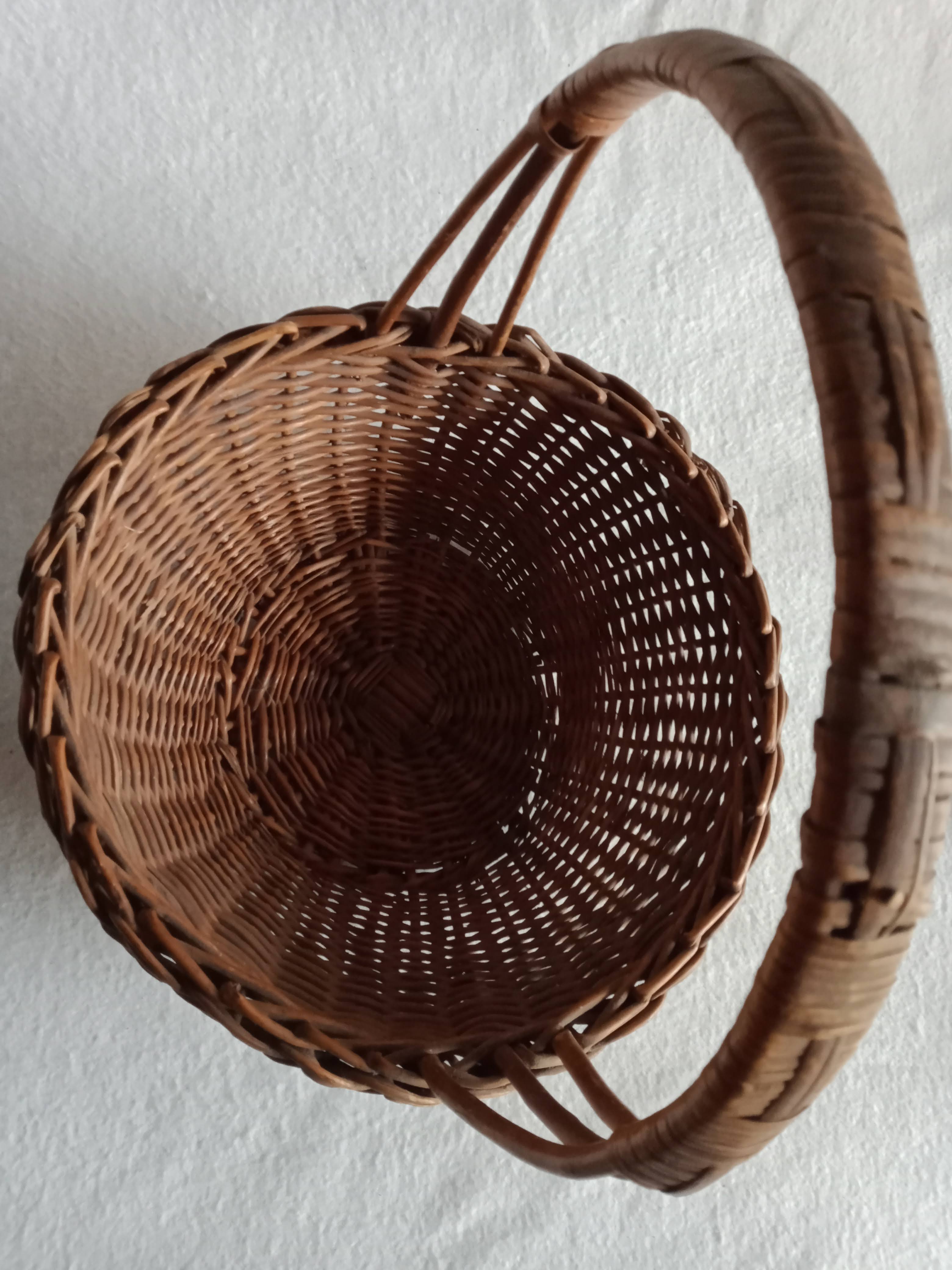 Old basket in braided wicker