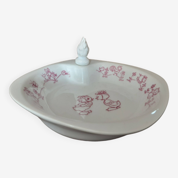 Ancienne assiette chauffante pour enfants. Porcelaine des tuileries