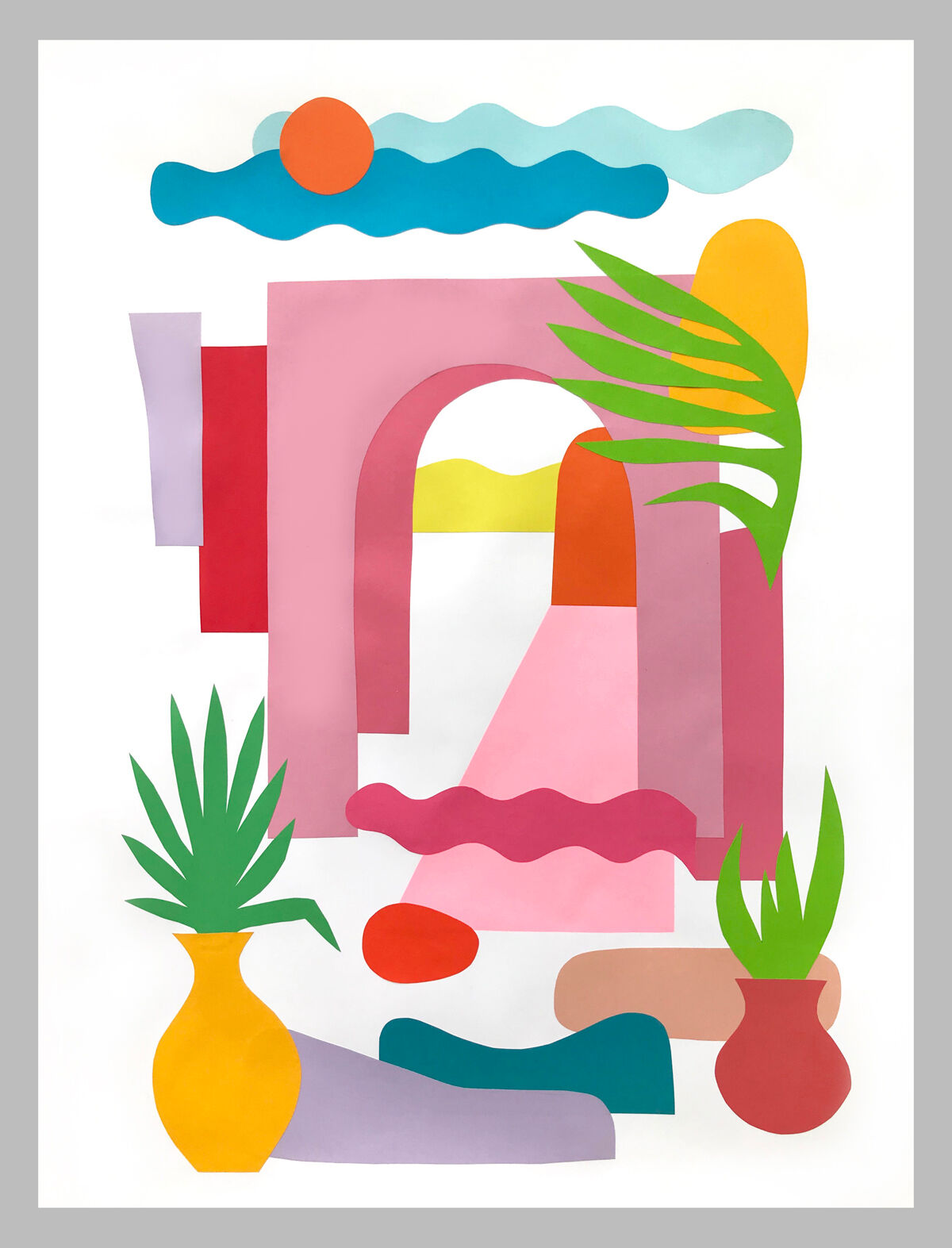 Original Collage The Pink Door