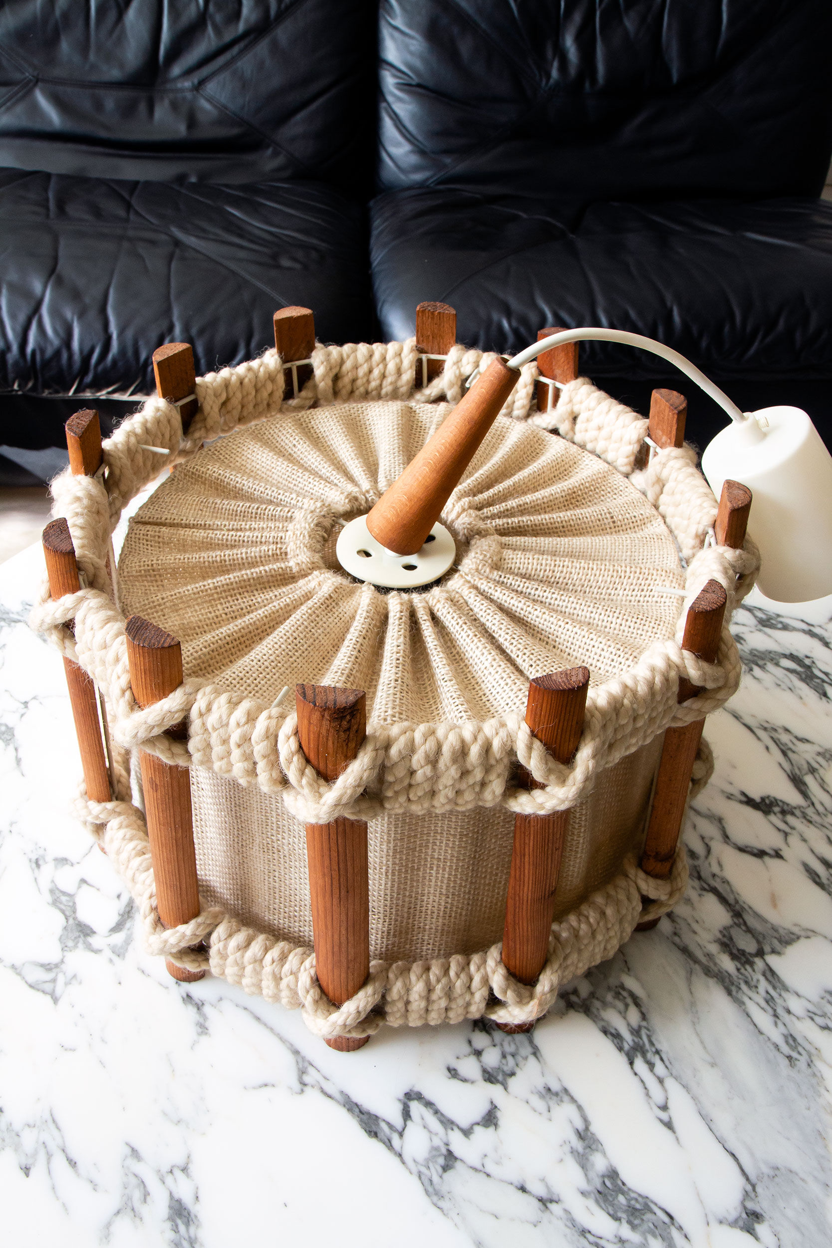 Suspension wool wood and linen of the 70s