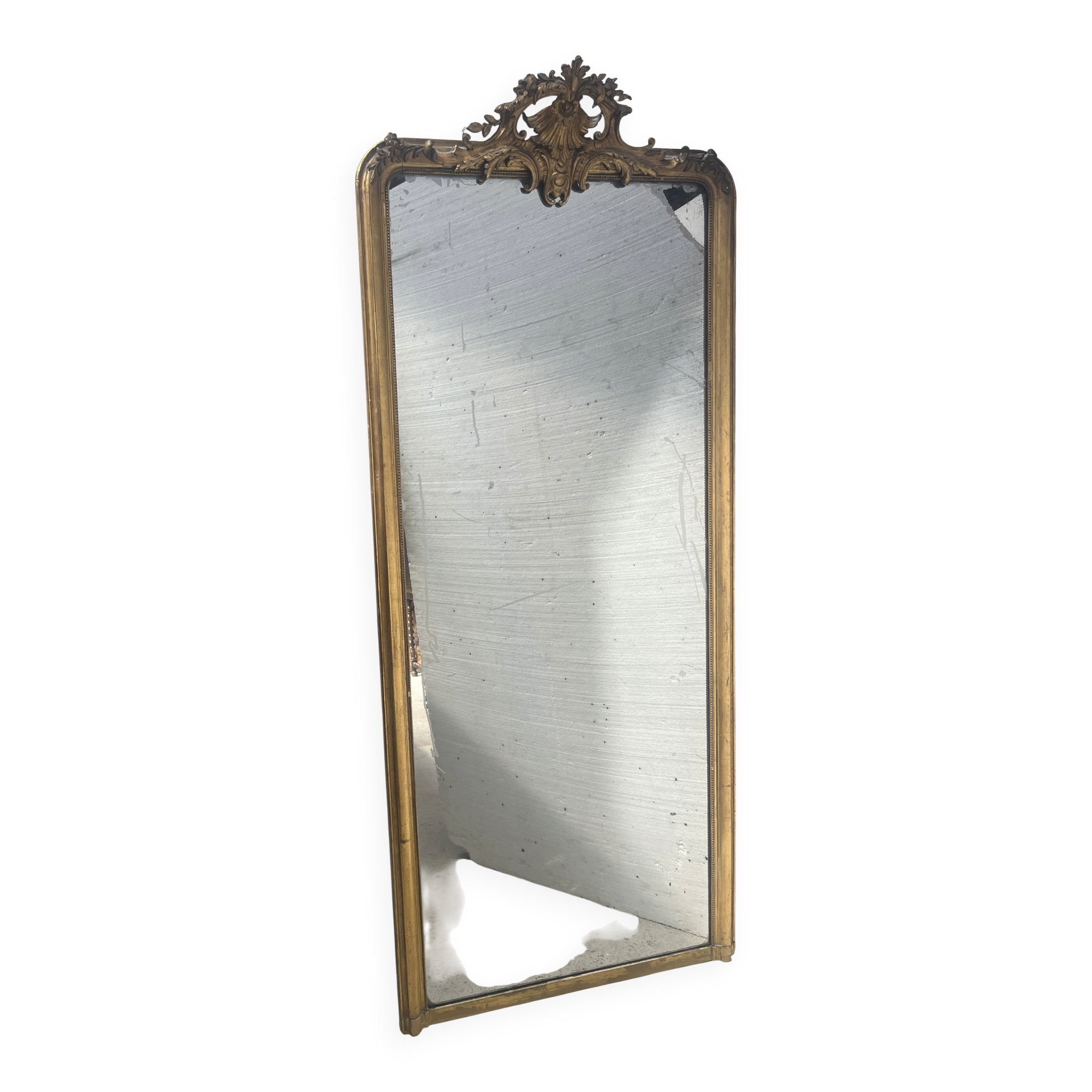 Louis XV style mirror in gilded wood and stucco