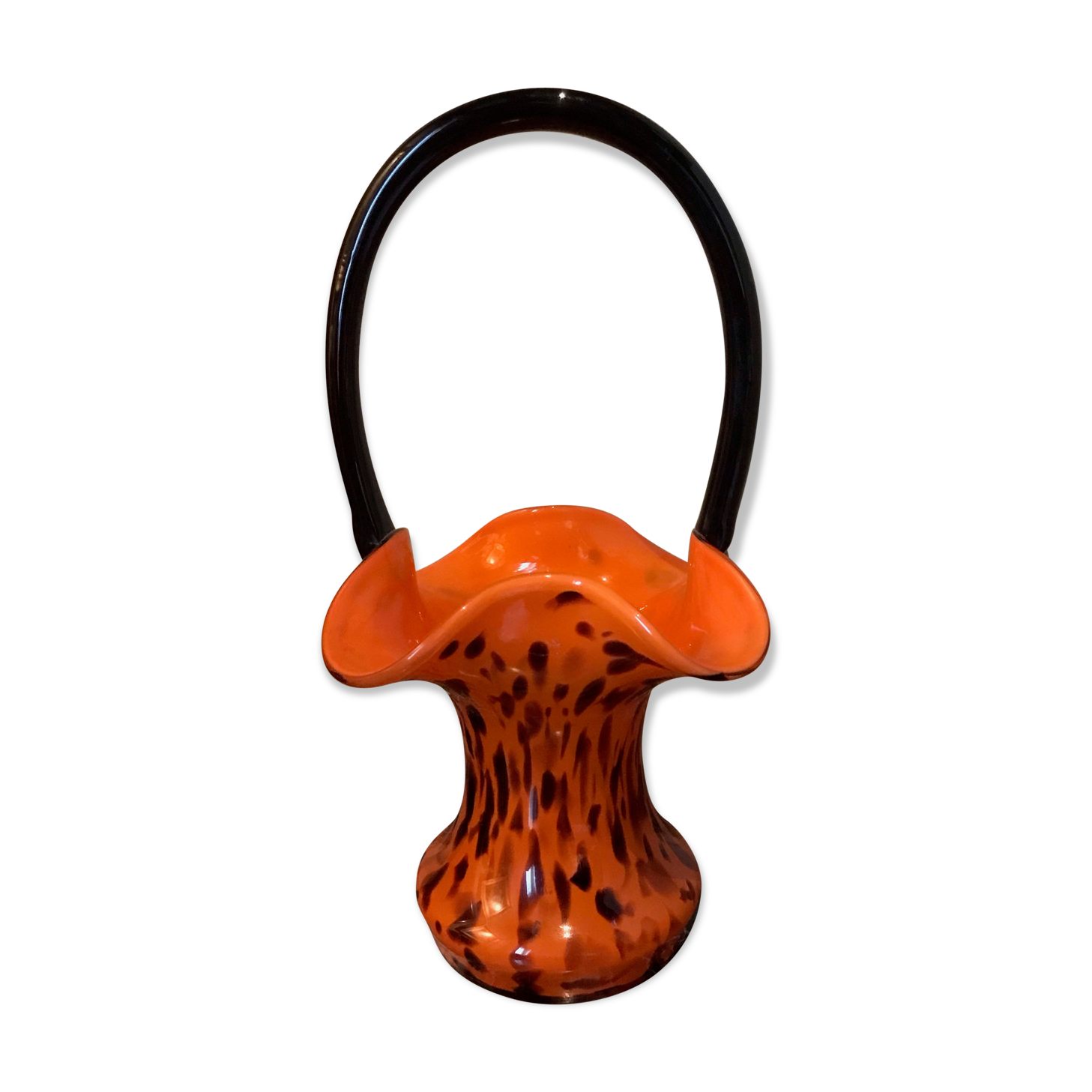 Blown glass basket vase