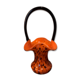 Blown glass basket vase