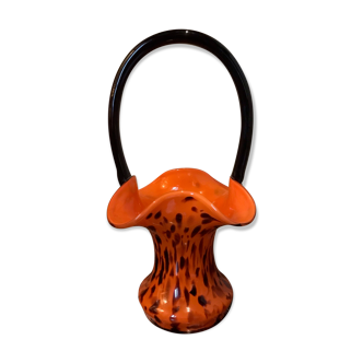 Blown glass basket vase