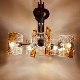 Mid-century chandelier in amber Murano and chrome by Toni Zuccheri for Mazzega, Italy, 1970s.