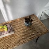 Woven wicker and metal coffee table 1960