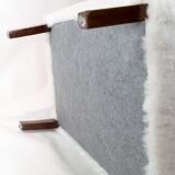Easy chair newly upholstered with sheep wool and legs of polished wood by Fritz Hansen, 1930s