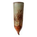 Glazed stoneware wall vase with tree decoration – ca. 1960–1980