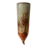 Glazed stoneware wall vase with tree decoration – ca. 1960–1980