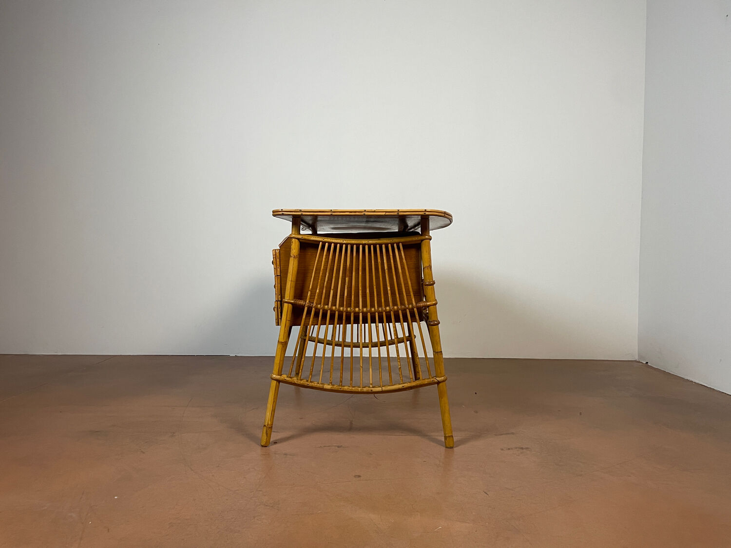 Vintage desk in bamboo and rattan