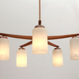1960s ceiling light walnut opaline glass