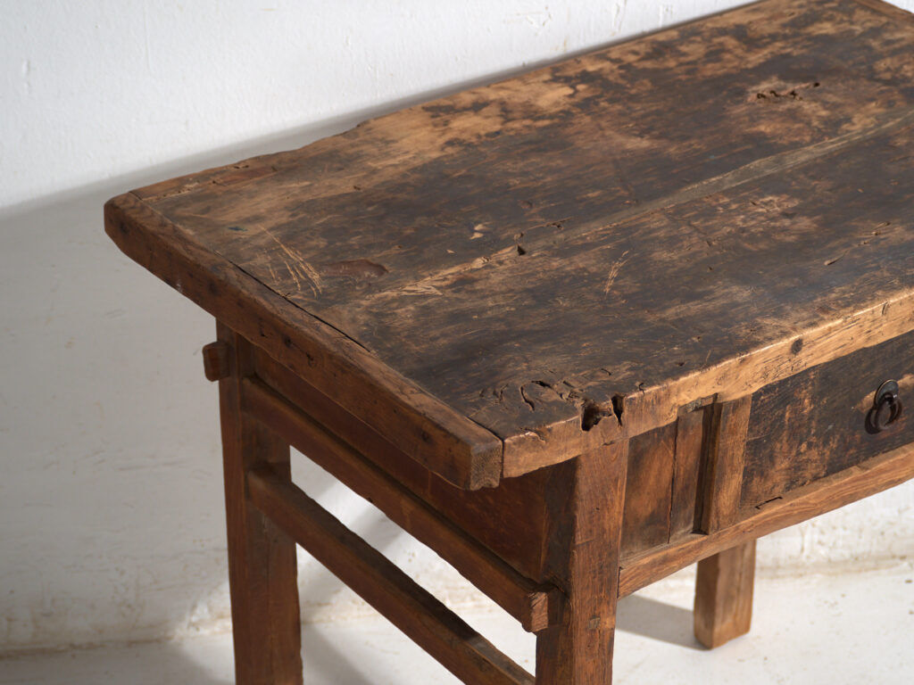 Antique solid wood table – Chinese side table with drawer – circa 1900