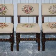 Victorian Floral Tapestry Dining Chairs, England, Set of 6