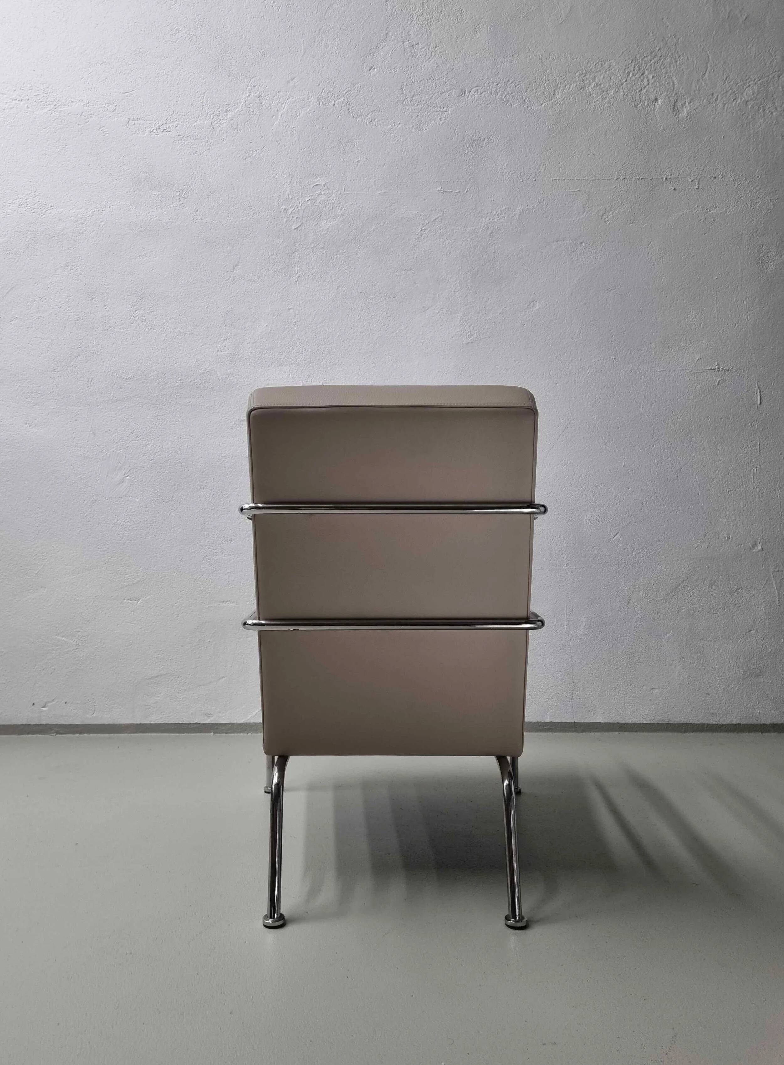 2 vintage nude leather "Cinema" easy chairs by Gunilla Allard for Lammhults | 1990s