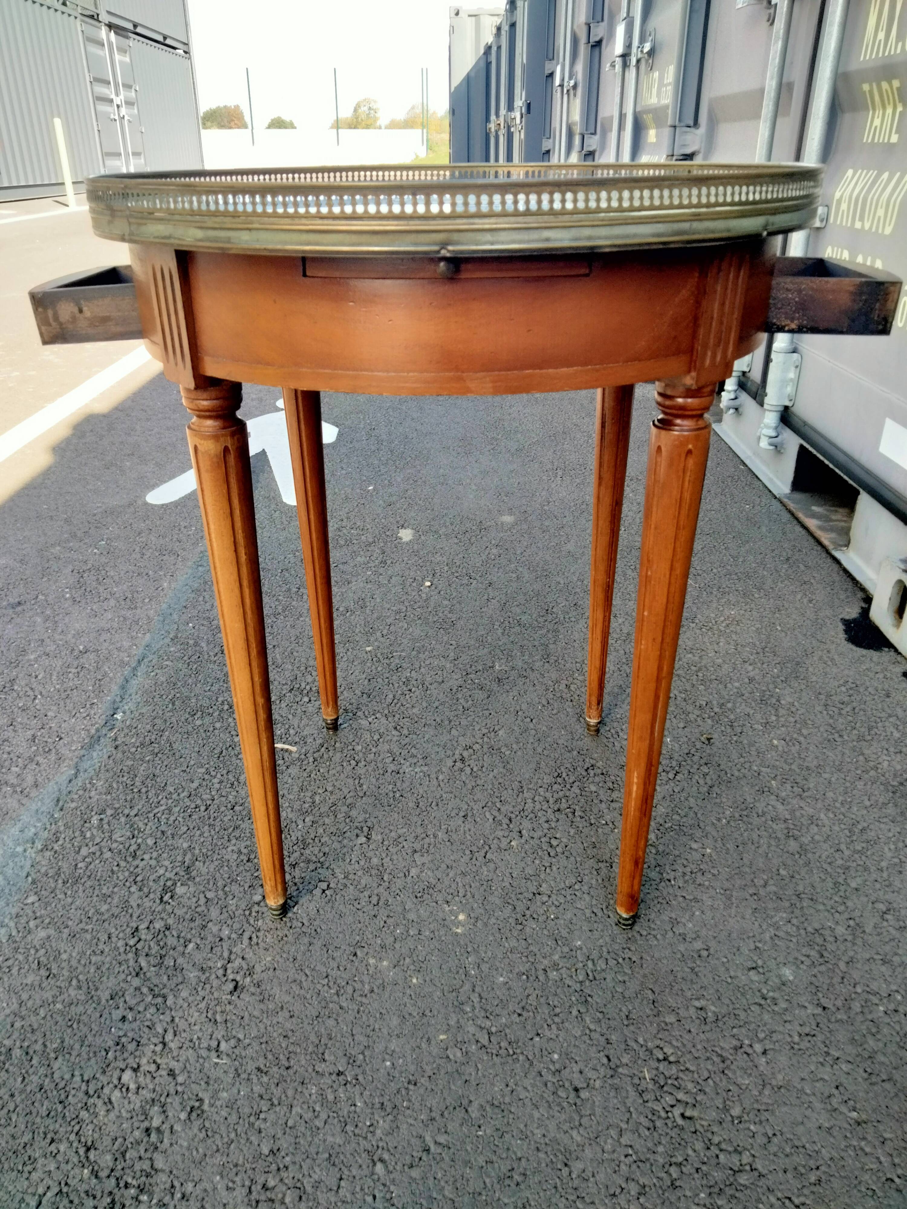 High table old hot water bottle Louis XVI style with marble top