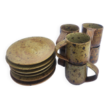 Cups + sandstone saucer by Puisaye Gaudry