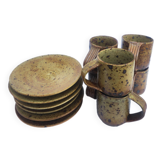 Tasses et soucoupe en grès de Puisaye Gaudry