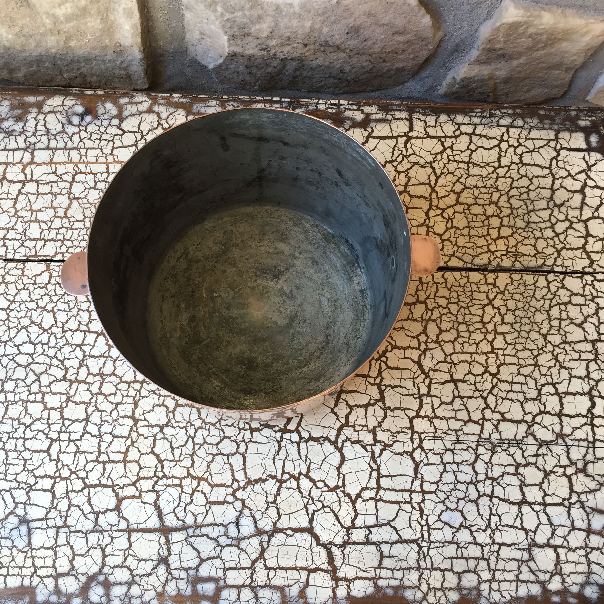 Ancient pink copper pot cover