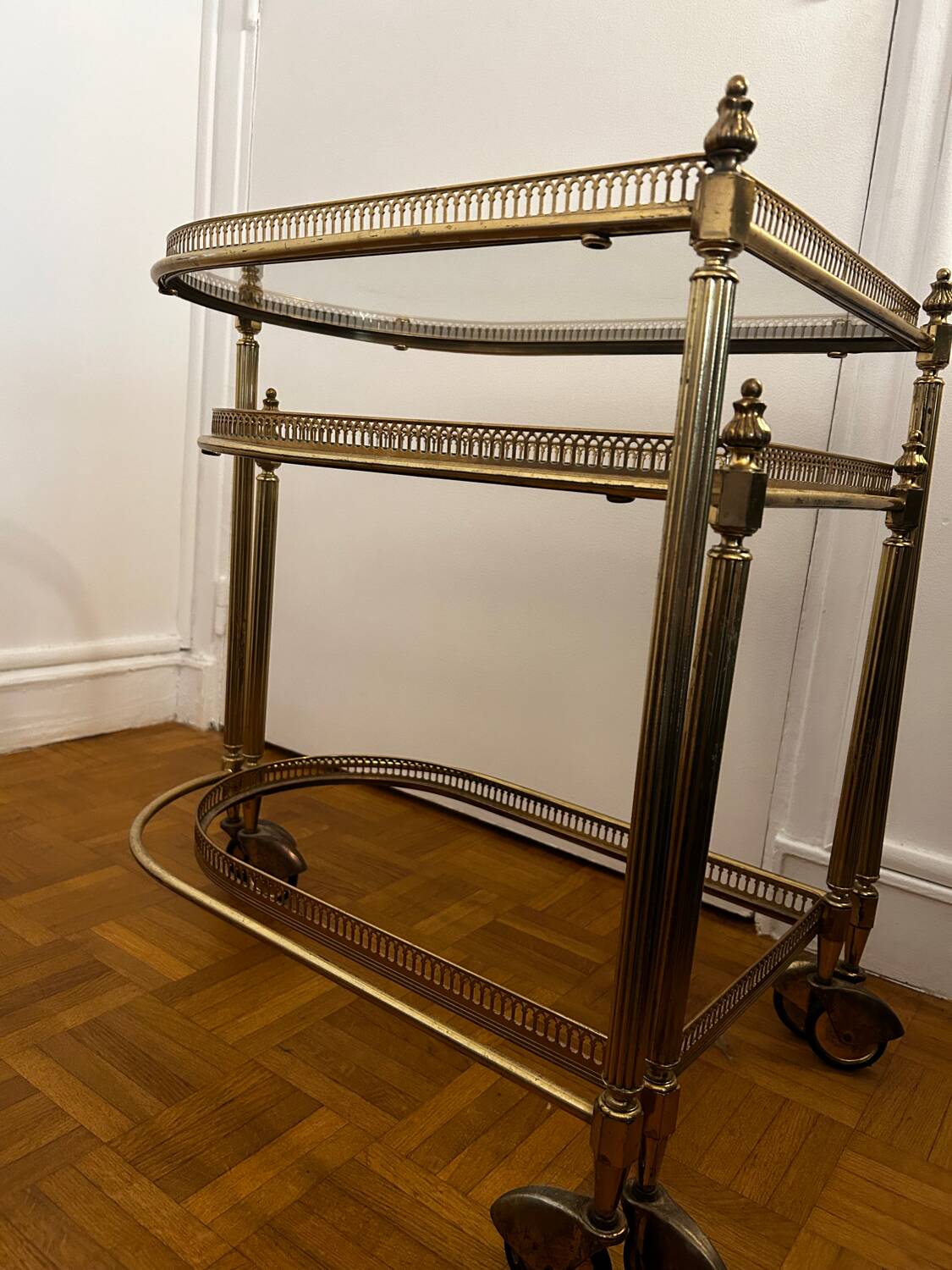 Brass and glass nesting table