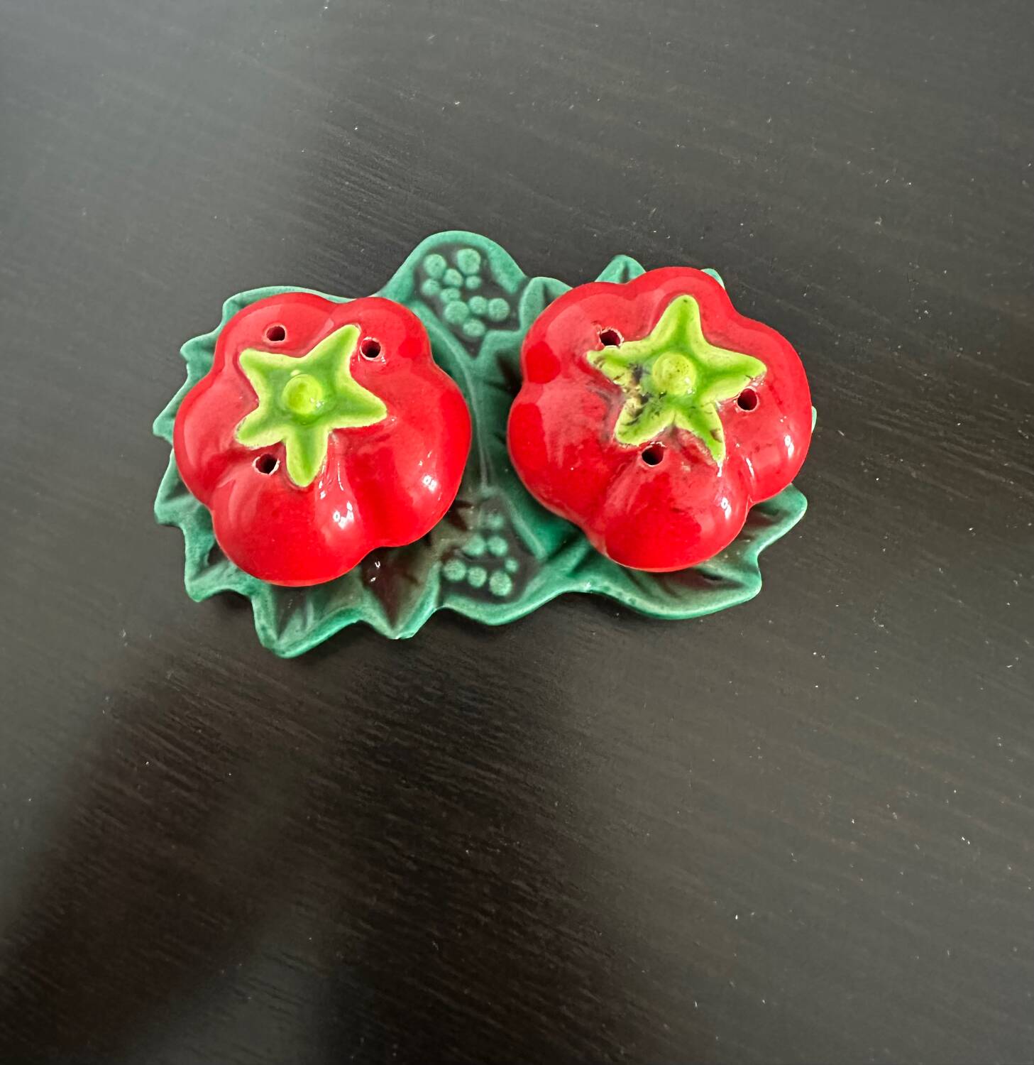 Tomato slushie, salt and pepper shakers
