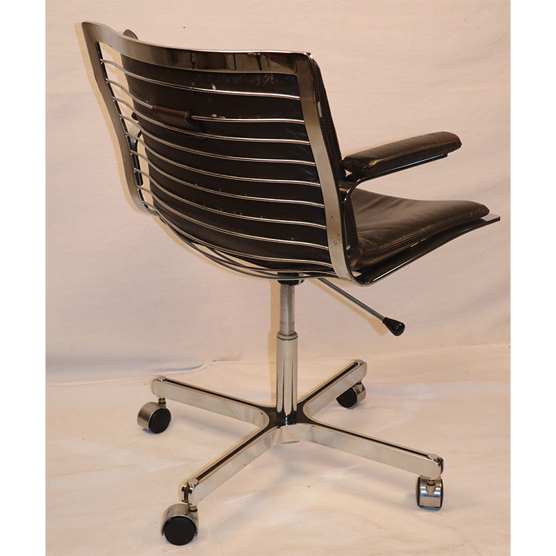 Office chair in chrome steel and leather edition Apelbaum 1970
