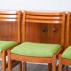 Set of 4 Scandinavian beech wood chairs, green wool, 1960.