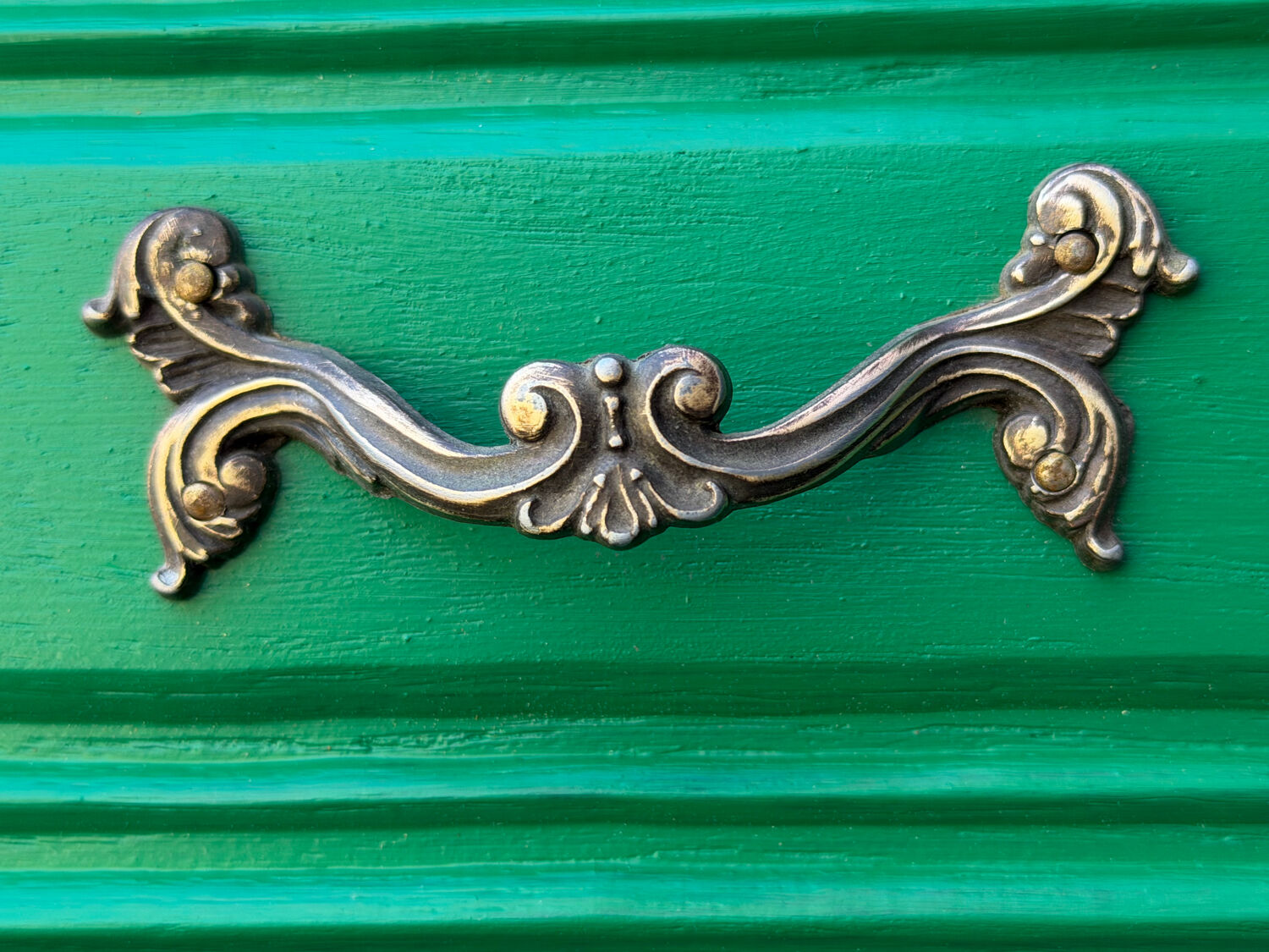 Vintage green oak chest of drawers from the 1960s.