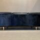 3-seater black leather sofa Scandinavian design 1960