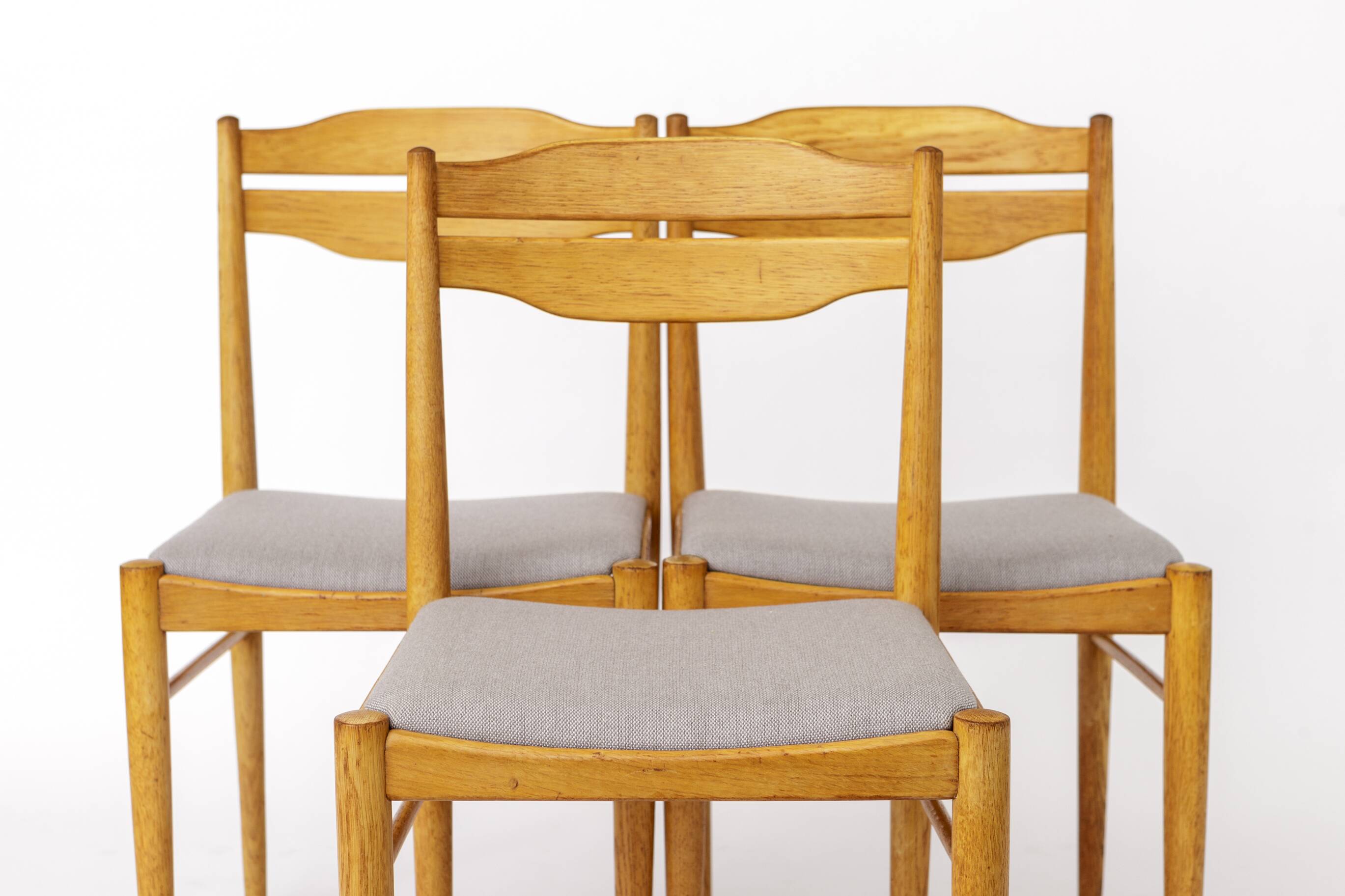 Set of 6 Vintage Dining Chairs 1970s, Beechwood & Teak Chairs, Mid Century