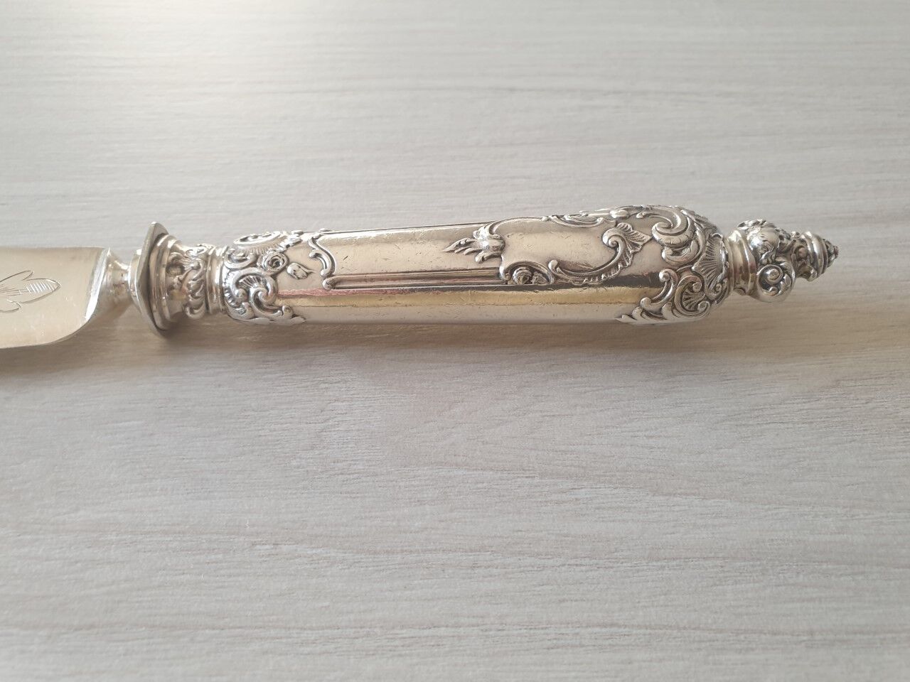 Antique silver metal knife
